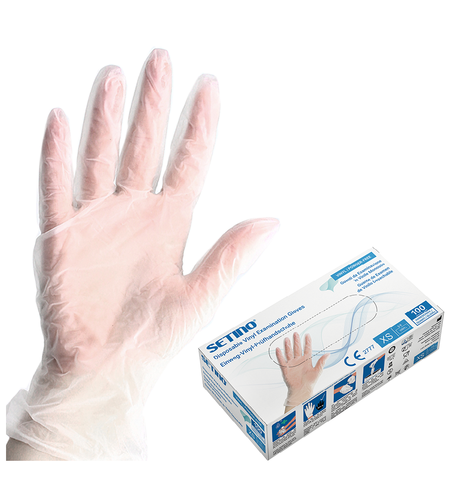 VGPF1001-1005 guante de examen y protección de vinilo sin polvo blanco –  SETINO