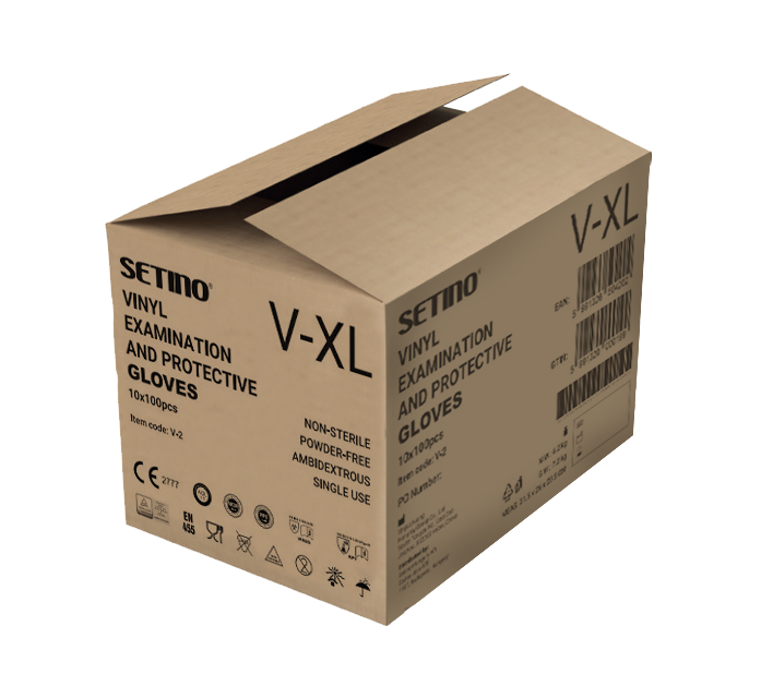 VGPF1001-1005 vinyl undersöknings- och skyddshandske puderfri vit 5 gram
