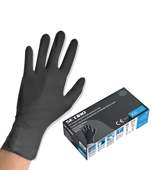 NPF4001-4005 guante de examen y protección de nitrilo sin polvo negro 3,5 gramos