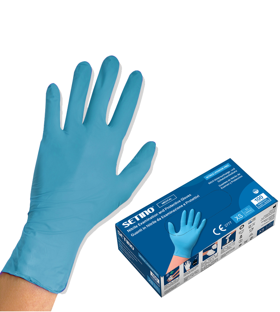 NPF3001-3006 nitrylowe rękawice egzaminacyjne i ochronne bezpudrowe niebieskie 3,5 grama