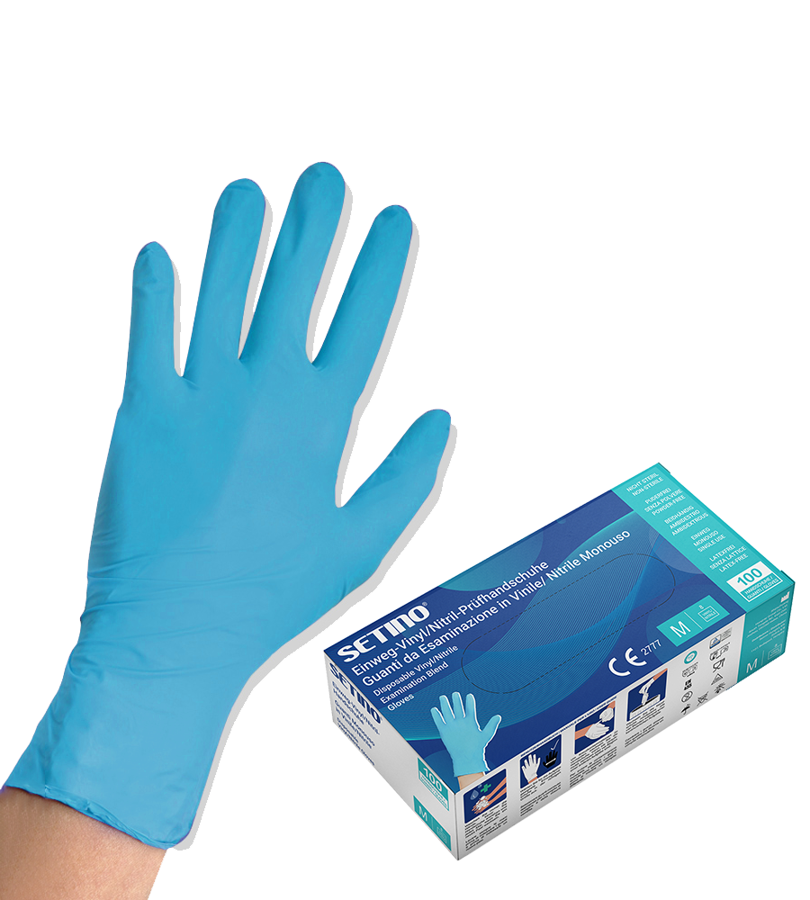 VNPF2001-2005 витрилна ръкавица за изследване и защита без прах, синя, 6 грама