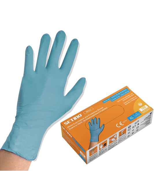 NPF2001-2005 9N nitrilové a ochranné rukavice bez prášku modré 6 gramov