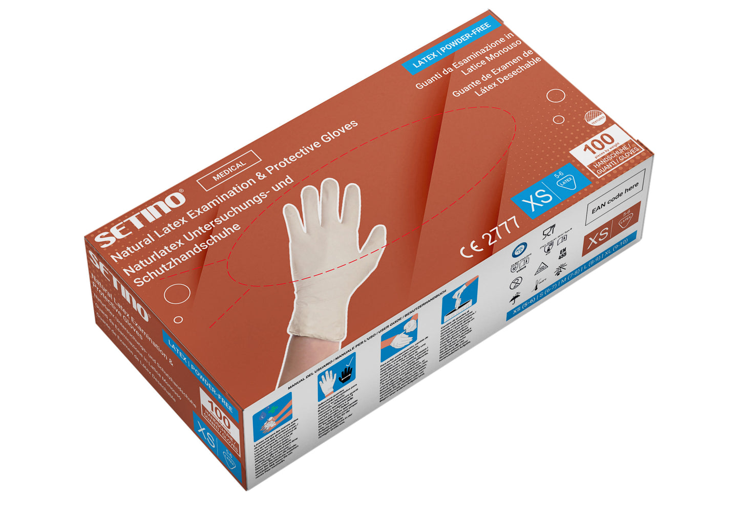 LO01 mănuși de examinare și protecție din latex cremă fără pulbere 5 grame